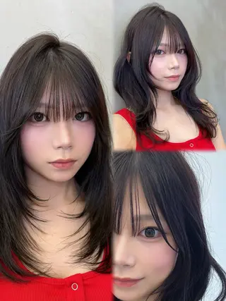 セミロング 色気レイヤースタイル 洒落色気ヘアマサトのヘアスタイル