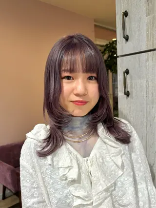 セミロング カラー 似合わせレイヤー/ Wカラー🧸こころのヘアスタイル