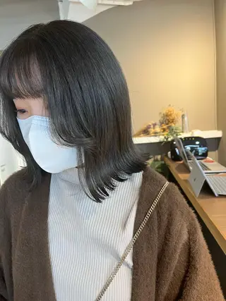ミディアム カラー ヘアアレンジ メンズ キッズ マツエク・マツパ アイブロウ 透明感カラー🤎 ゆりのヘアスタイル