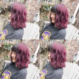 ミディアム カラー ヘアアレンジ TAKUMAブリーチ /切りっぱなし🪽のヘアスタイル