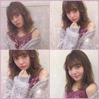 セミロング カラー ヘアアレンジ 代表🎀 ふわモテ愛 され髪🩷yumiのヘアスタイル