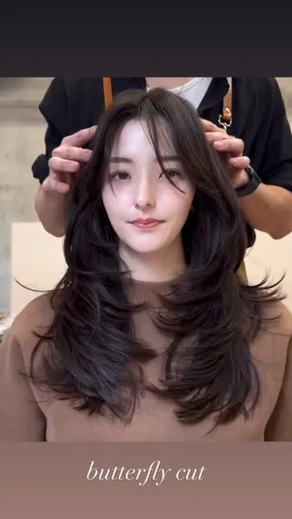 ロング 海外ヘア/美髪矯正 海外レイヤー/ヒラキのヘアスタイル