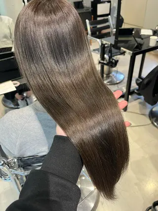 セミロング カラー パーマ ヘアアレンジ 透明感/オリーブ/ グレージュ/YUKAのヘアスタイル