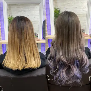 ミディアム カラー ヘアアレンジ アイブロウ LAVENDIA 初音のヘアスタイル