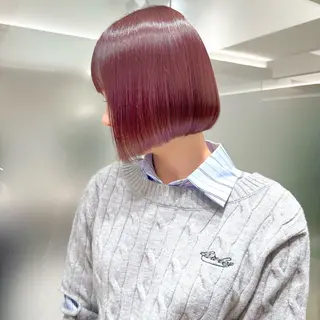 ショート カラー 癖毛救済✂️ボブ /髪質改善ストレートのヘアスタイル