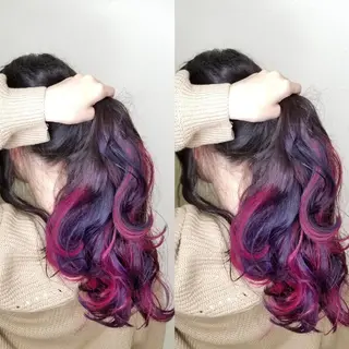ロング ツヤ髪✨縮毛矯正 ハイトーンカラーのヘアスタイル