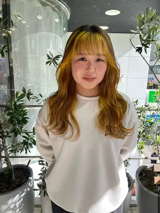 セミロング カラー 💖デザインカラー/ タダ ハナカ💖のヘアスタイル