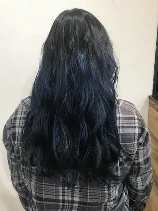 ロング カラー ヘアアレンジ メンズ 暗髪カラー🫐パーマ おくだりんかのヘアスタイル