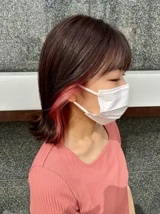 ミディアム カラー 韓国/インナーカラー 🍑YUI🍑のヘアスタイル