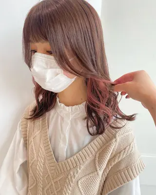 セミロング カラー ウルフカット ハッシュカット/七海のヘアスタイル