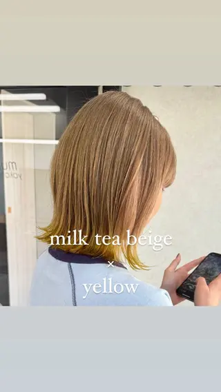 ミディアム ハイトーンイヤ リングカラー清水隆央のヘアスタイル