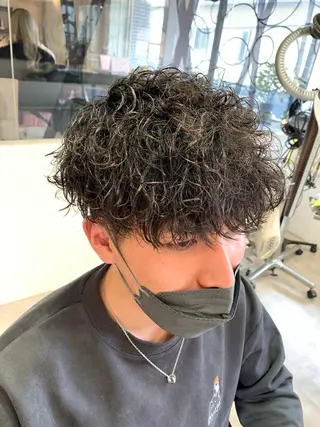 ショート メンズ メンズパーマ/難波/ 心斎橋　室園亮佑のヘアスタイル