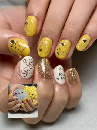 ネイル tsumeya ゆるかわ手描きネイルのネイルデザイン