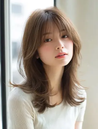 セミロング カラー 北川大輔🌟 小顔レイヤーカットのヘアスタイル