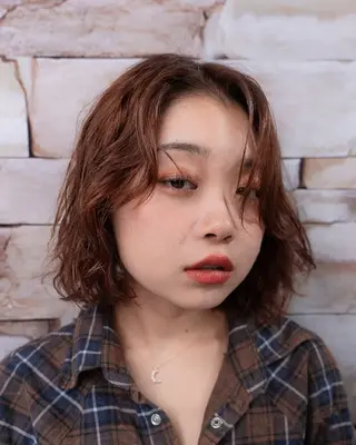カラー パーマ ミディアム 松尾 泰伸のヘアスタイル