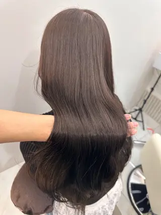ロング カラー 韓国風レイヤーカラー ライムのヘアスタイル