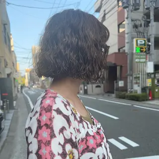 ミディアム パーマ しずく/Lilu/ 博多美容室のヘアスタイル