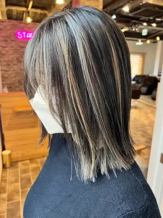 ミディアム カラー ヘアカラー&縮毛矯正 STAR☆RIVERのヘアスタイル