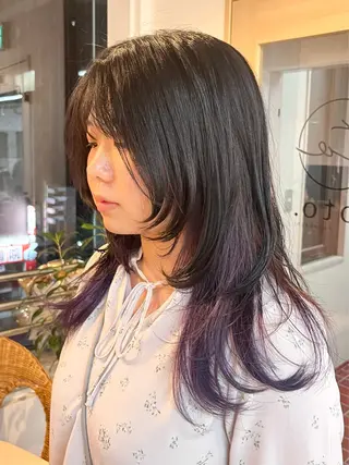 ロング カラー ハイライト/レイヤー /艶髪/吉田愛望のヘアスタイル