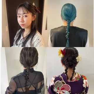 ミディアム ヘアアレンジ MIU/ルーツカラー 顔まわりレイヤーのヘアスタイル