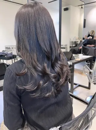 セミロング カラー パーマ ヘアアレンジ 透明感/オリーブ/ グレージュ/YUKAのヘアスタイル