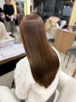 ロング パーマ 垢抜け小顔レイヤー オリーブ/スミレのヘアスタイル