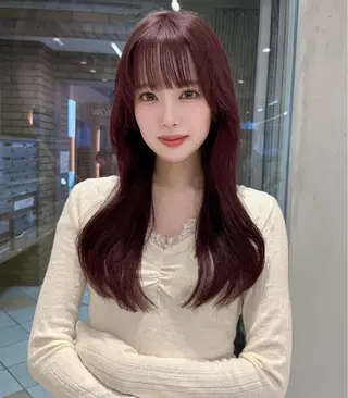 セミロング カラー ヘアアレンジ GLROW大宮所属・大宮🎨高明度/カラ ー/髪質改善/ハルのヘアスタイル