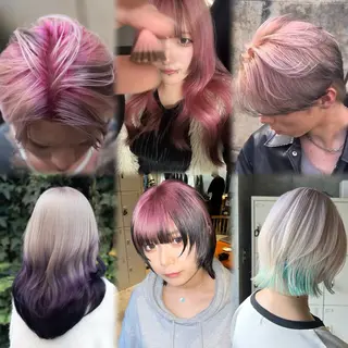 カラー ウルフ/レイヤー/ ブリーチカラーのヘアスタイル