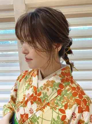 ミディアム ヘアアレンジ ぱつっとボブ/ 小野あかねのヘアスタイル
