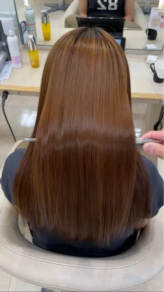 ロング シャドウパーマ／骨格 矯正カット　トモキのヘアスタイル