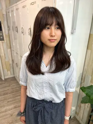 セミロング カラー パーマ ヘアアレンジ 二ヶ月綺麗なデザイン カット/星野六三四のヘアスタイル