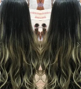 セミロング カラー パーマ ヘアアレンジ チビ編み込みエクステ シールEXどぅ〜すのヘアスタイル