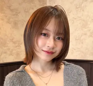ミディアム ボブ/透明感カラー /艶髪/しなる🌷のヘアスタイル