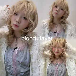 ミディアム カラー ひなた ブリーチ/渋谷のヘアスタイル