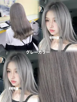 ロング カラー 透明感🤍レイヤー ベージュ‎🤍ピンクのヘアスタイル