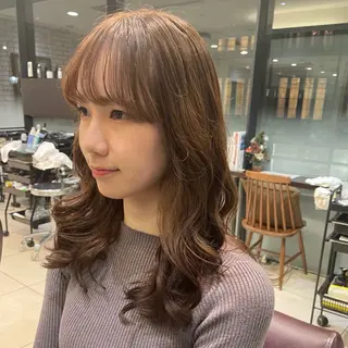 セミロング パーマ 韓国風パーマ🌿コテ 巻き風パーマ/るいのヘアスタイル