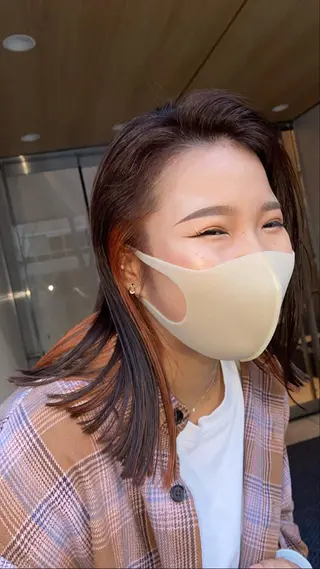 ミディアム デザインカラー/ボブ ブリーチカラー/ユリのヘアスタイル