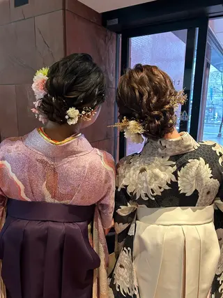 セミロング ヘアアレンジ ボウ🪞ヘアセット /メイク/マツパのマツエク・マツパデザイン