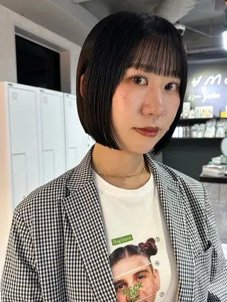 ショート カラー 縮毛矯正×ボブ職人 【圧倒的朝楽ボブ】のヘアスタイル