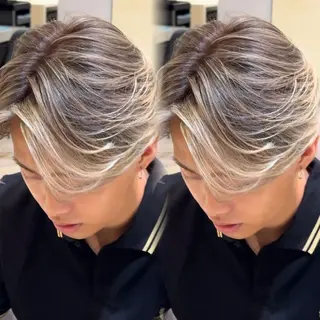 ショート カラー メンズ 表参道/ハイライト バレイヤージュのヘアスタイル