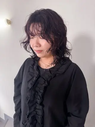 ミディアム カラー パーマ ヘアアレンジ ミニボブ/ブリーチ 🌈MISATOのヘアスタイル
