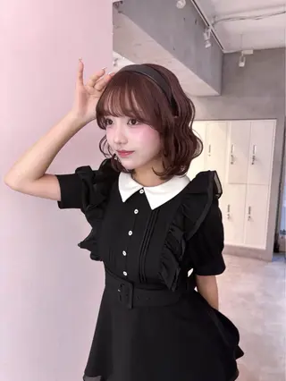 ショート カラー momochan🍑 やわらかいボブ♡のヘアスタイル