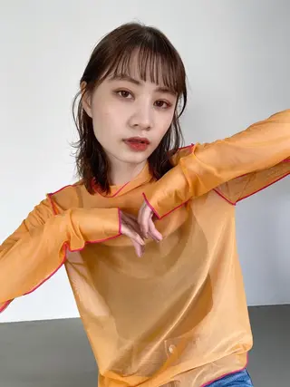 ミディアム カラー パーマ CEINE PATHのヘアスタイル