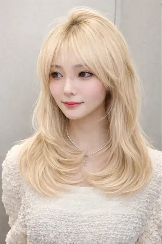 セミロング カラー 🫧ミルクティー ブリーチRIKU🫧のヘアスタイル