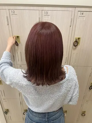 ミディアム カラー ヘアアレンジ ベージュ/つや髪/ レイヤー／ゆいなのヘアスタイル