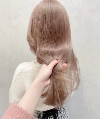 ロング カラー yui🎀ブリーチ なしベージュ／博多のヘアスタイル