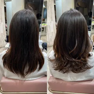 セミロング 顔まわりカット🌟 くびれヘア/寺門遥輝のヘアスタイル