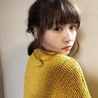 ミディアム カラー ヘアアレンジ 薬院:今泉/上川美幸 ボブ/顔周りレイヤーのヘアスタイル
