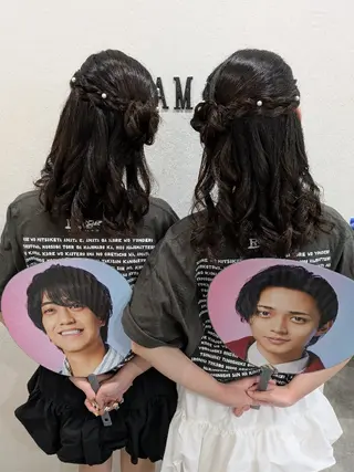 セミロング ヘアアレンジ ヘアセット❤️着付け Akaneのヘアスタイル