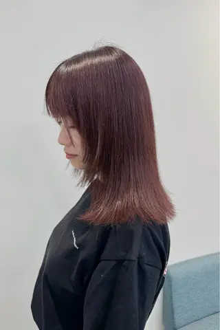 ミディアム カラー ほの カラー特化/ ブリーチ/ボブのヘアスタイル